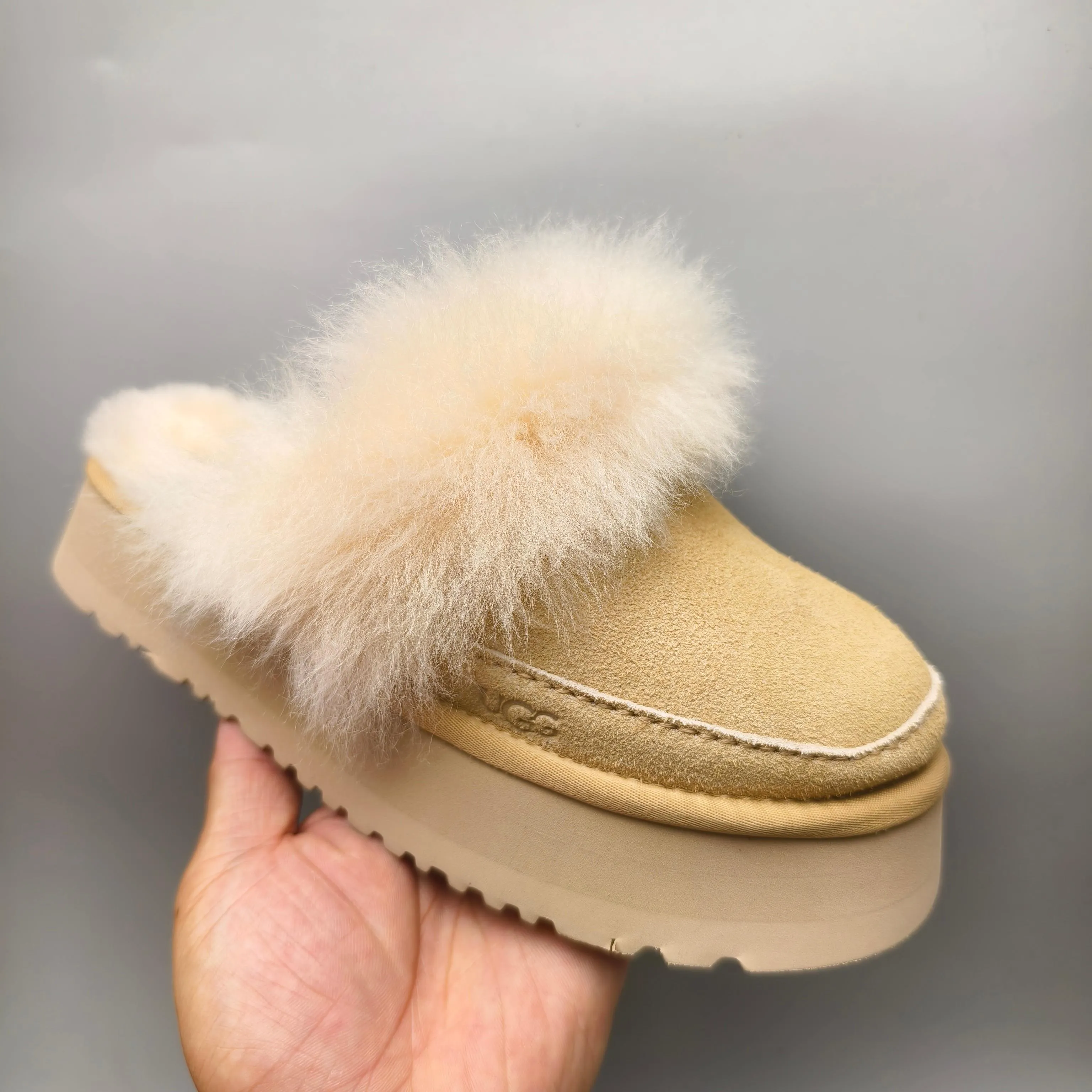 💰520 UGG sheepskin all-in-one snow boots for women 3930 fur top slip-ons Color: sand light blue maroon Size: 35-41